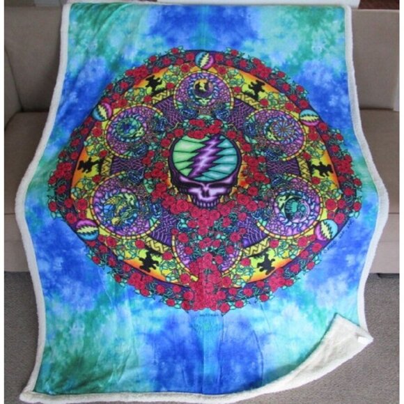 New Celtic Mandala Grateful Dead Fleece Sherpa Back Gift Throw Blanket Bears SYF - Picture 1 of 7
